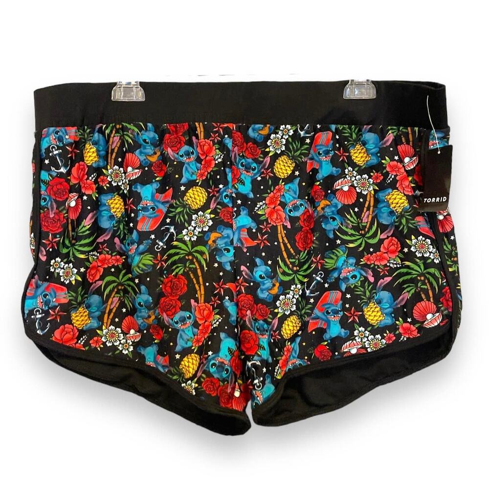Torrid 3 (3X 22/24) Disney Lilo and Stitch Dolphin Hem Tattoo Print Swim Shorts